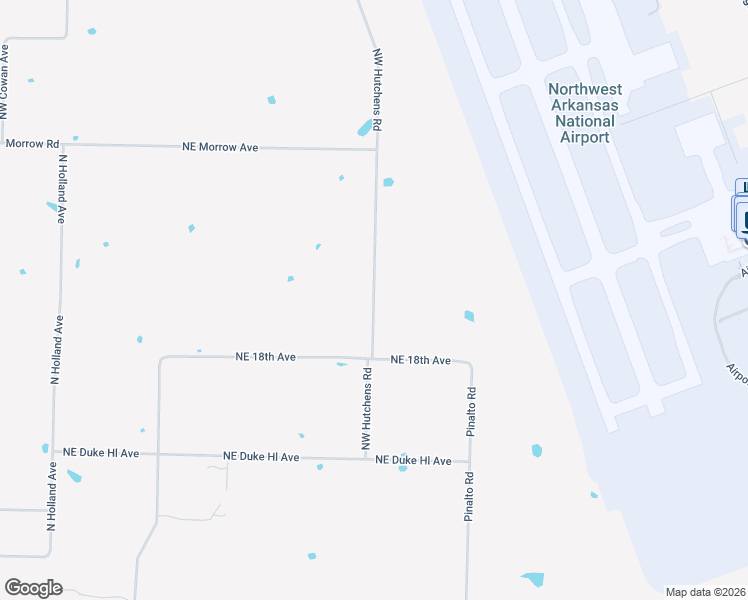 map of restaurants, bars, coffee shops, grocery stores, and more near 11101 Northwest Hutchens Road in Bentonville