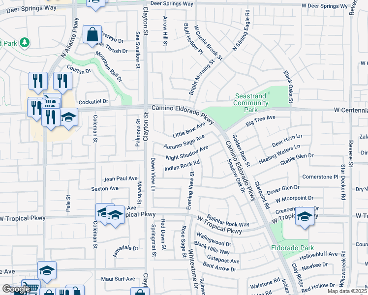map of restaurants, bars, coffee shops, grocery stores, and more near 1807 Autumn Sage Avenue in North Las Vegas