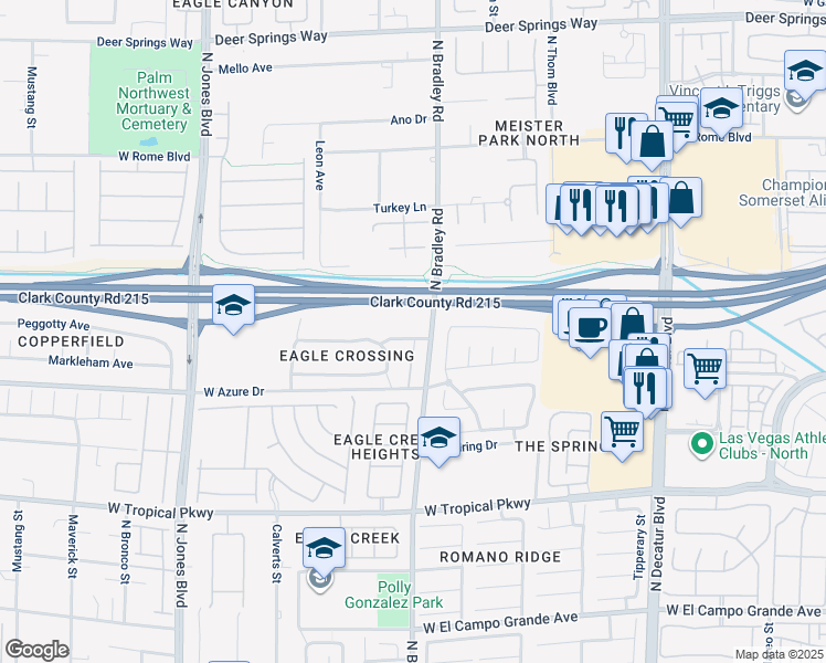 map of restaurants, bars, coffee shops, grocery stores, and more near 5412 Eagle Claw Avenue in Las Vegas