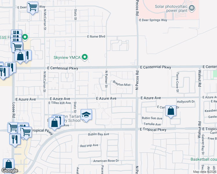 map of restaurants, bars, coffee shops, grocery stores, and more near 6241 Mercer Valley Street in North Las Vegas