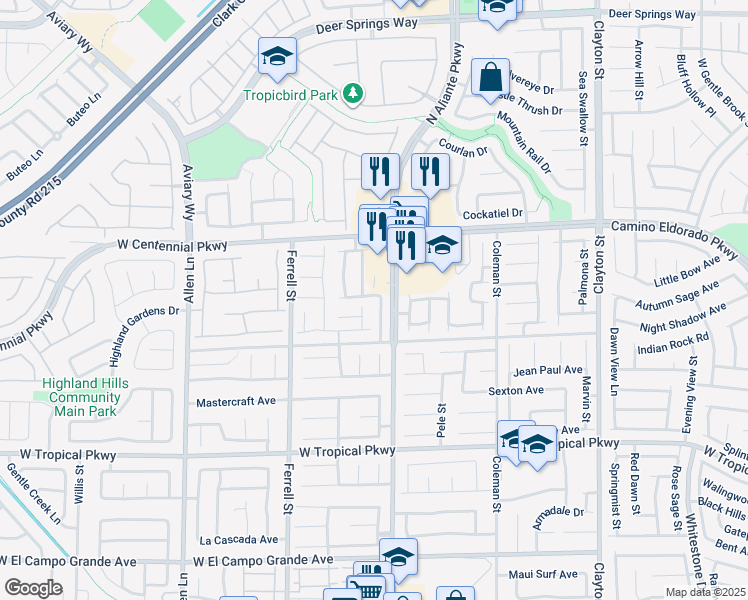 map of restaurants, bars, coffee shops, grocery stores, and more near 2937 Battle Point Avenue in North Las Vegas