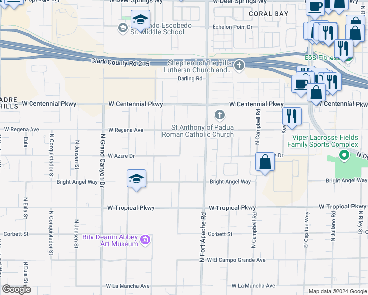 map of restaurants, bars, coffee shops, grocery stores, and more near Todd Lake Court in Las Vegas