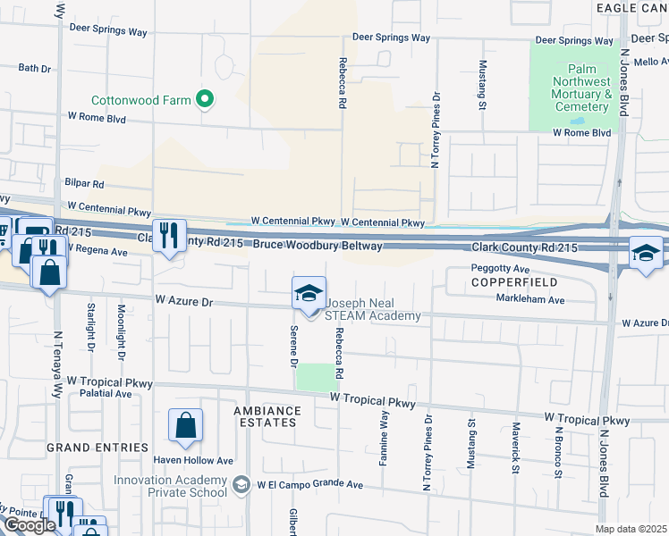 map of restaurants, bars, coffee shops, grocery stores, and more near 6229 Red Pine Court in Las Vegas