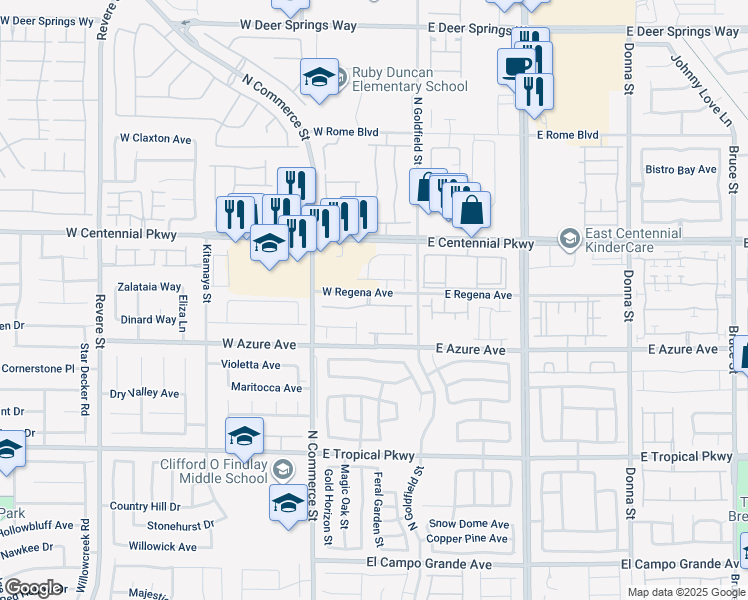 map of restaurants, bars, coffee shops, grocery stores, and more near 112 Delighted Avenue in North Las Vegas
