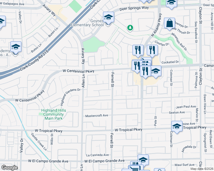 map of restaurants, bars, coffee shops, grocery stores, and more near 3313 Majestic Sand Avenue in North Las Vegas