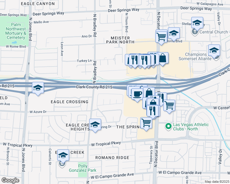 map of restaurants, bars, coffee shops, grocery stores, and more near 5116 Fall Meadows Avenue in Las Vegas