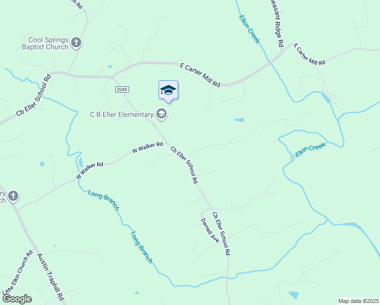 map of restaurants, bars, coffee shops, grocery stores, and more near 125 East Walker Road in Elkin
