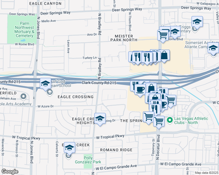 map of restaurants, bars, coffee shops, grocery stores, and more near 5300 Fall Meadows Avenue in Las Vegas