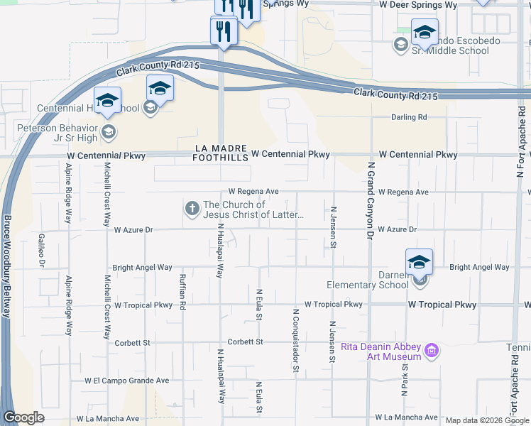 map of restaurants, bars, coffee shops, grocery stores, and more near 6241 Skyline Summit Circle in Las Vegas