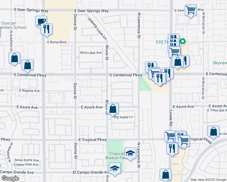 map of restaurants, bars, coffee shops, grocery stores, and more near 1409 Palomino Farm Way in North Las Vegas
