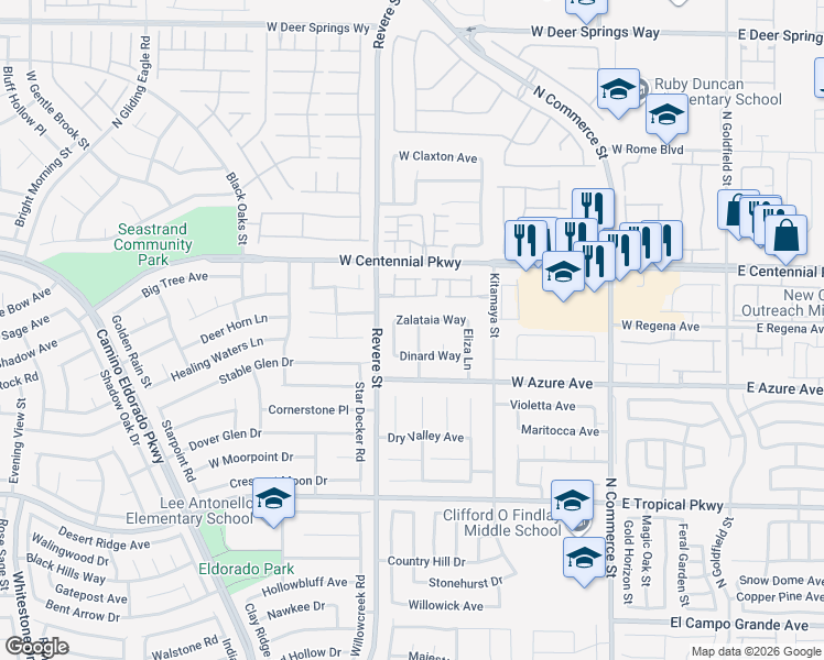 map of restaurants, bars, coffee shops, grocery stores, and more near 6236 Diazo Street in North Las Vegas