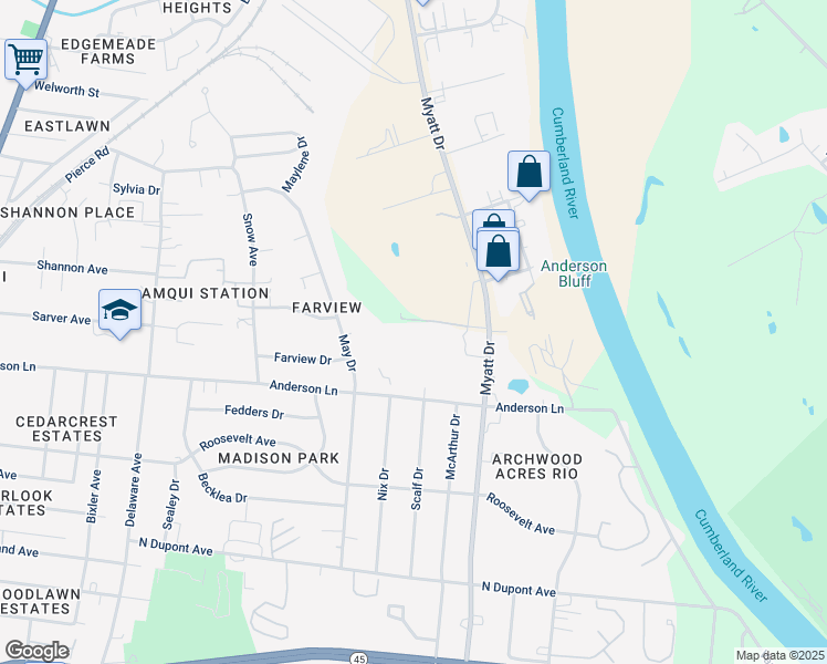 map of restaurants, bars, coffee shops, grocery stores, and more near 430 Myatt Drive in Nashville