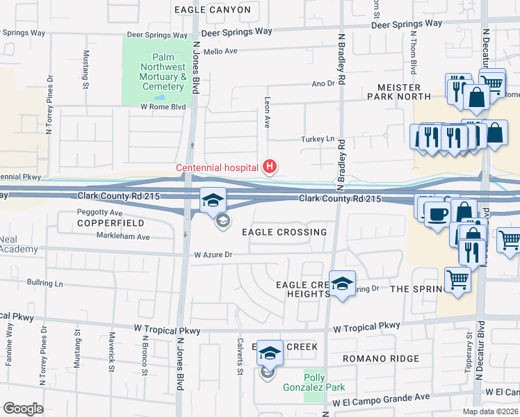 map of restaurants, bars, coffee shops, grocery stores, and more near 6268 Eagle Crossing Street in Las Vegas
