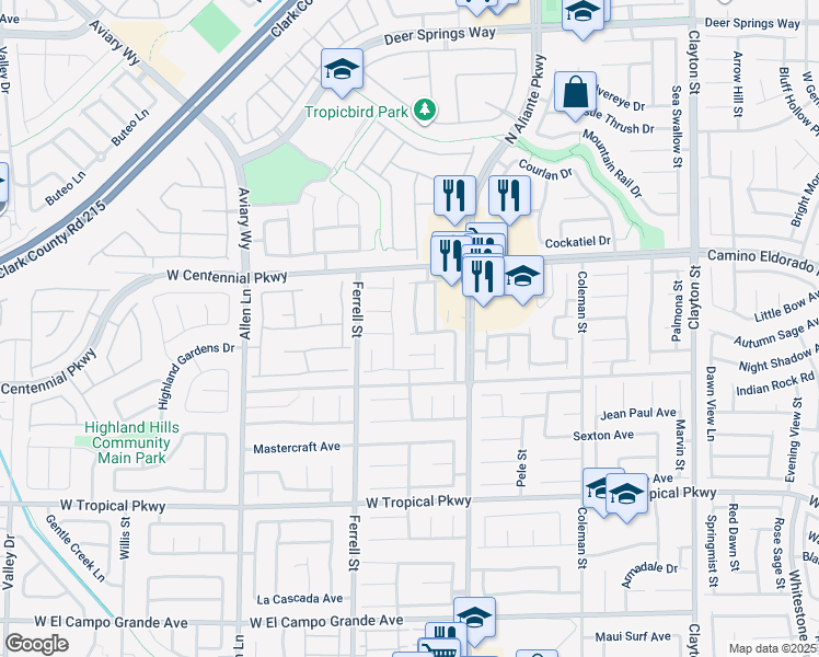 map of restaurants, bars, coffee shops, grocery stores, and more near 6301 Pageant Street in North Las Vegas