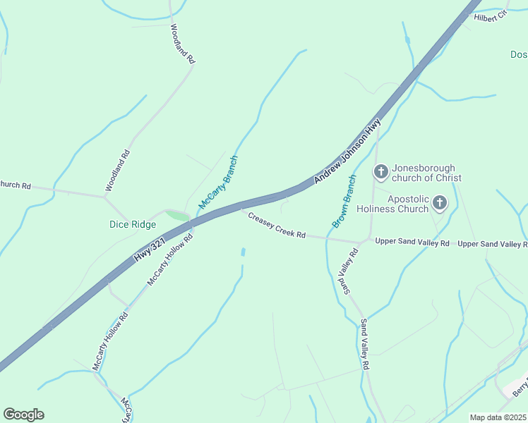 map of restaurants, bars, coffee shops, grocery stores, and more near 130 Creasey Creek Road in Jonesborough