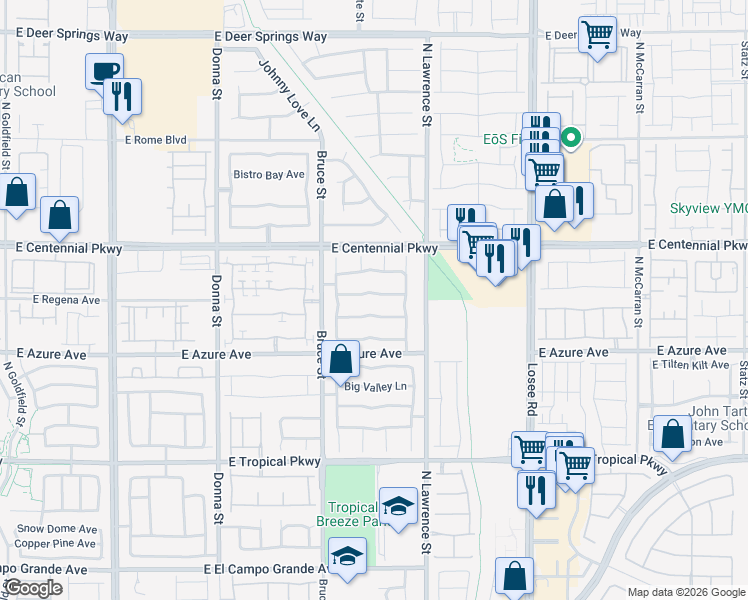 map of restaurants, bars, coffee shops, grocery stores, and more near 1613 Palomino Farm Way in North Las Vegas