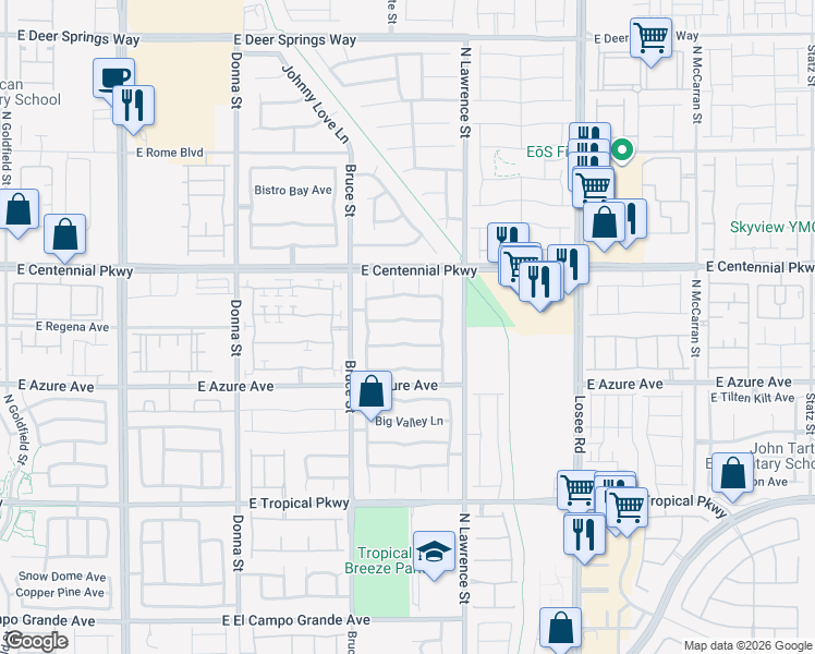 map of restaurants, bars, coffee shops, grocery stores, and more near 1613 Palomino Farm Way in North Las Vegas