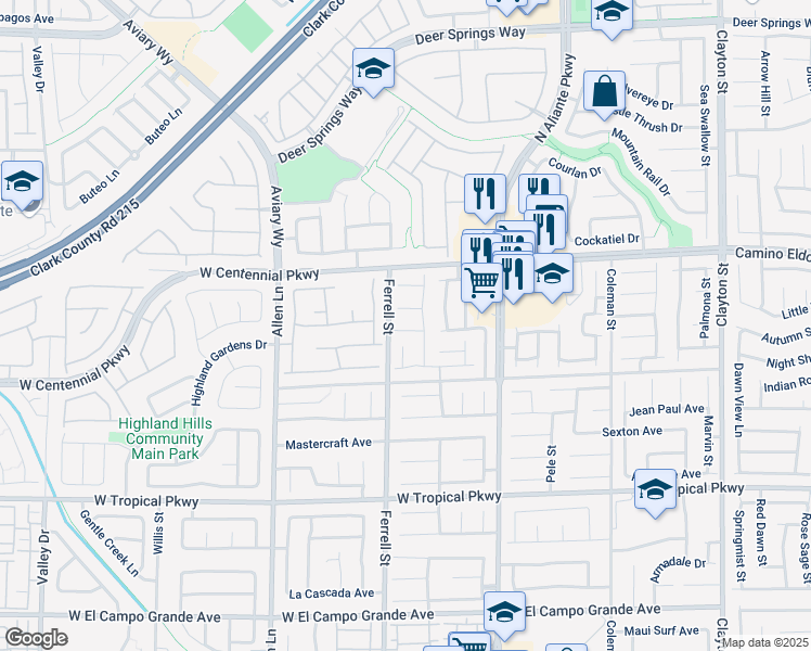 map of restaurants, bars, coffee shops, grocery stores, and more near 3216 Bonassola Avenue in North Las Vegas