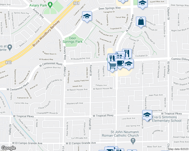 map of restaurants, bars, coffee shops, grocery stores, and more near 3216 Bonassola Avenue in North Las Vegas