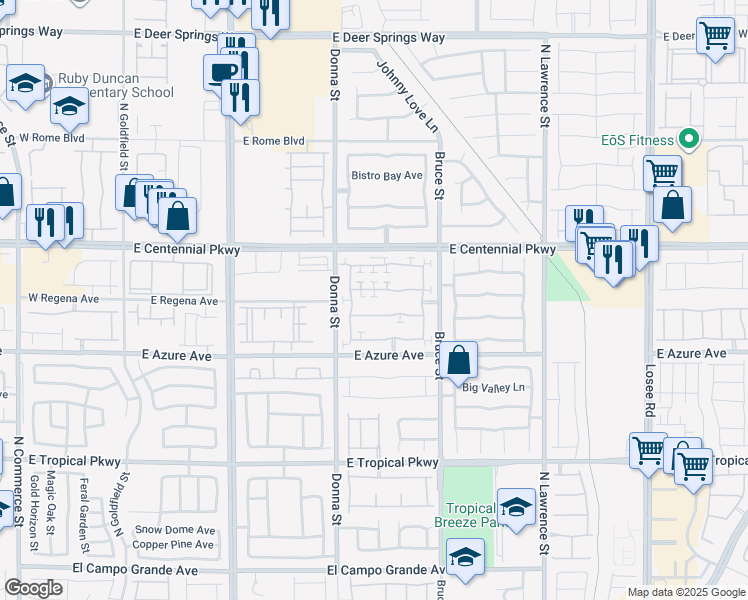 map of restaurants, bars, coffee shops, grocery stores, and more near 1011 Shades End Avenue in North Las Vegas