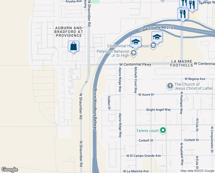 map of restaurants, bars, coffee shops, grocery stores, and more near 6261 Galileo Drive in Las Vegas