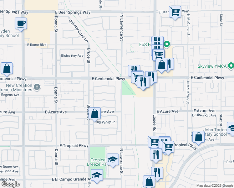 map of restaurants, bars, coffee shops, grocery stores, and more near 6304 Sterling Ranch Way in North Las Vegas