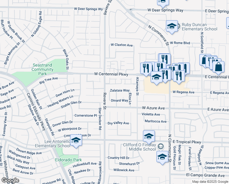 map of restaurants, bars, coffee shops, grocery stores, and more near 6236 Diazo Street in North Las Vegas