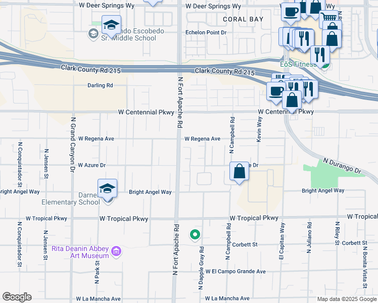 map of restaurants, bars, coffee shops, grocery stores, and more near 9165 Plateau Creek Court in Las Vegas