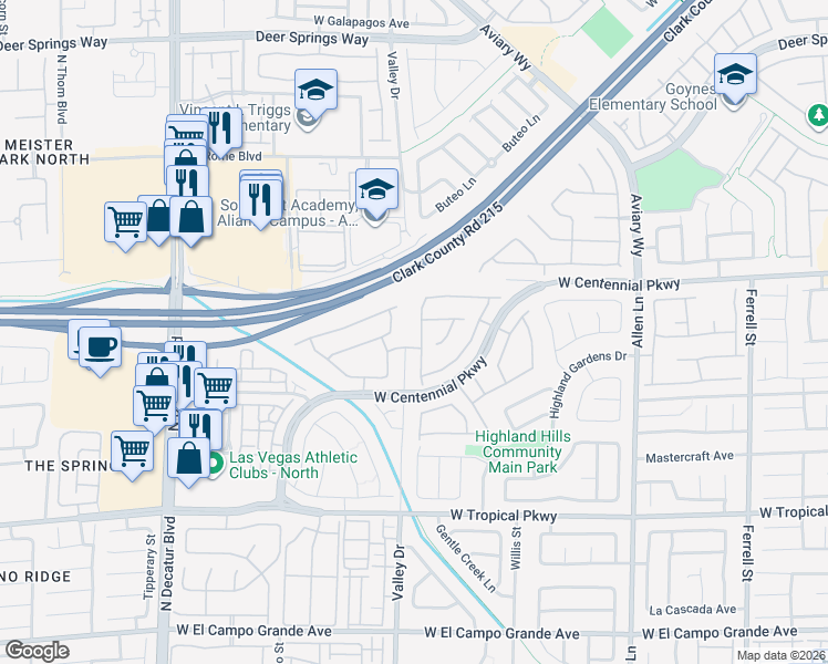 map of restaurants, bars, coffee shops, grocery stores, and more near 6313 Supernova Hill Street in North Las Vegas