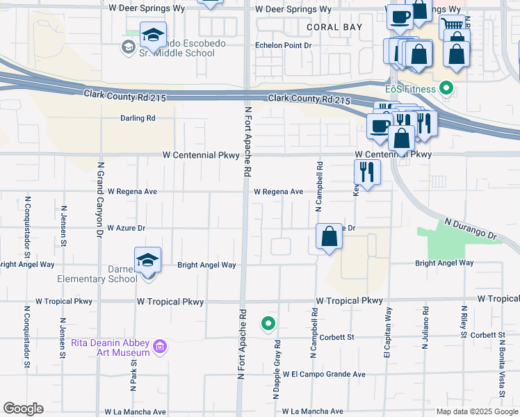 map of restaurants, bars, coffee shops, grocery stores, and more near 9165 Plateau Creek Court in Las Vegas