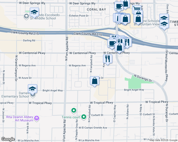 map of restaurants, bars, coffee shops, grocery stores, and more near 6250 Calm Brook Court in Las Vegas