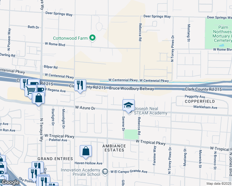 map of restaurants, bars, coffee shops, grocery stores, and more near in Las Vegas
