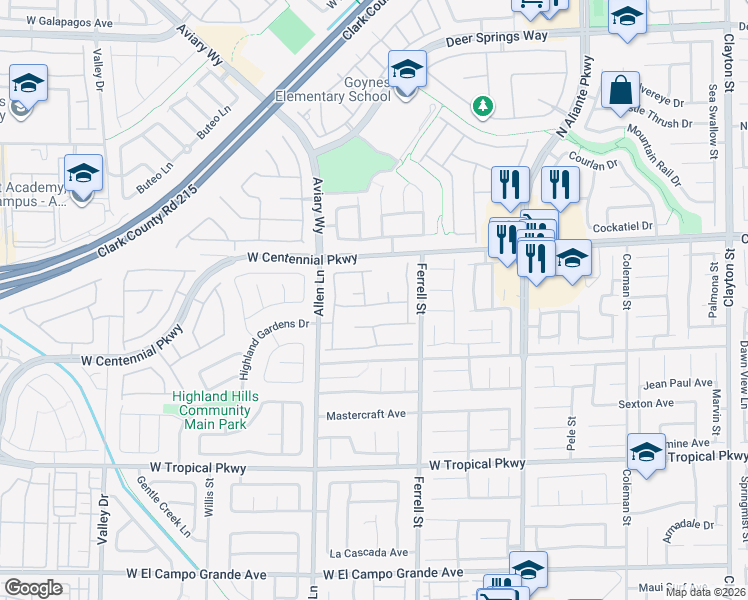 map of restaurants, bars, coffee shops, grocery stores, and more near 3412 Majestic Sand Avenue in North Las Vegas