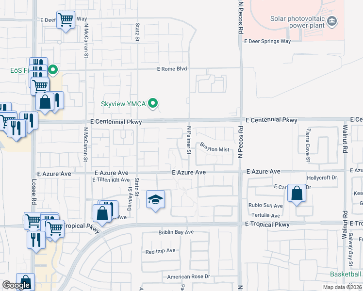 map of restaurants, bars, coffee shops, grocery stores, and more near 3144 Spring City Avenue in North Las Vegas