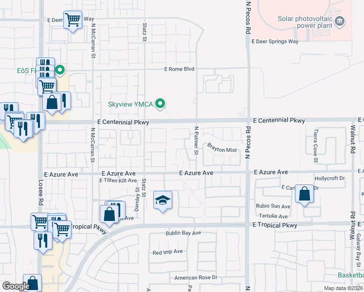 map of restaurants, bars, coffee shops, grocery stores, and more near 3144 Spring City Avenue in North Las Vegas