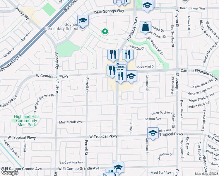 map of restaurants, bars, coffee shops, grocery stores, and more near 2937 Battle Point Avenue in North Las Vegas