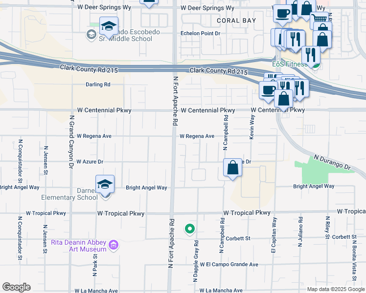 map of restaurants, bars, coffee shops, grocery stores, and more near 9165 Plateau Creek Court in Las Vegas