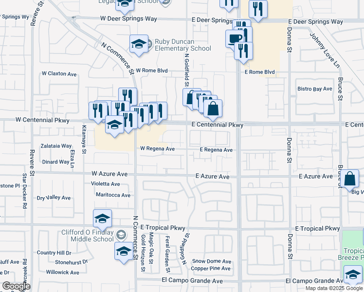 map of restaurants, bars, coffee shops, grocery stores, and more near 47 Barton Bay Avenue in North Las Vegas