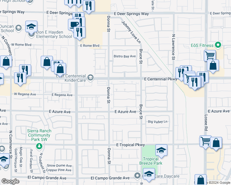 map of restaurants, bars, coffee shops, grocery stores, and more near 923 Shades End Avenue in North Las Vegas