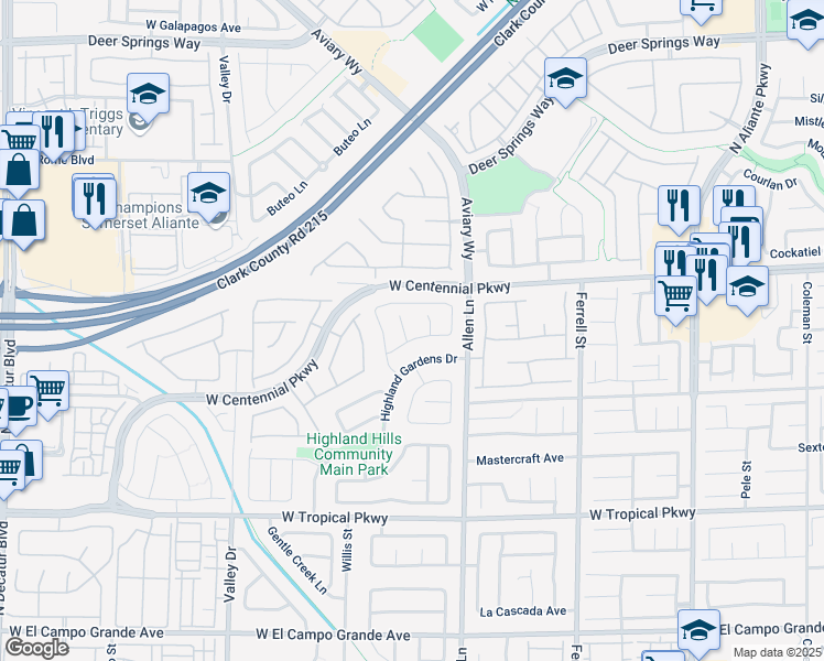 map of restaurants, bars, coffee shops, grocery stores, and more near 6314 Ruby Cedar Court in North Las Vegas