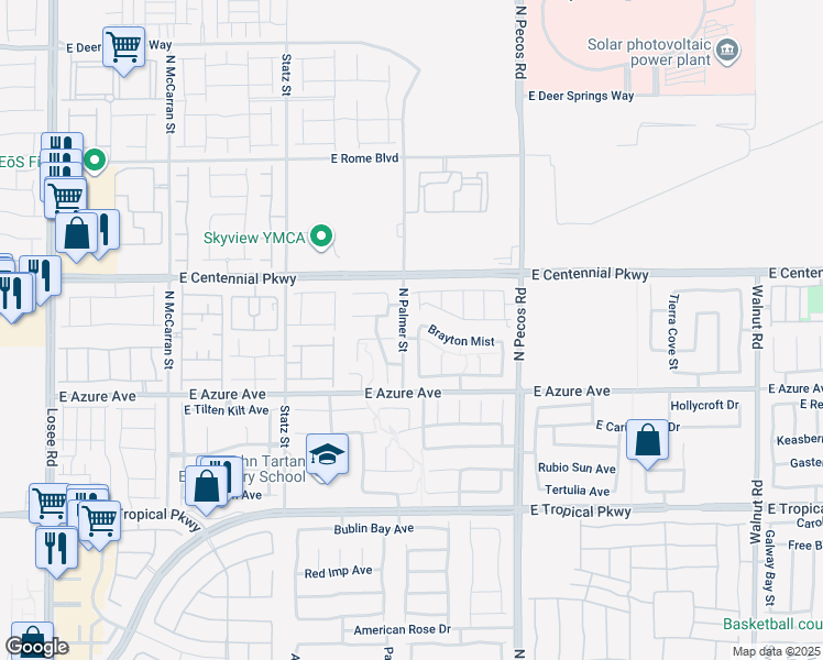 map of restaurants, bars, coffee shops, grocery stores, and more near 6309 Mercer Valley Street in North Las Vegas