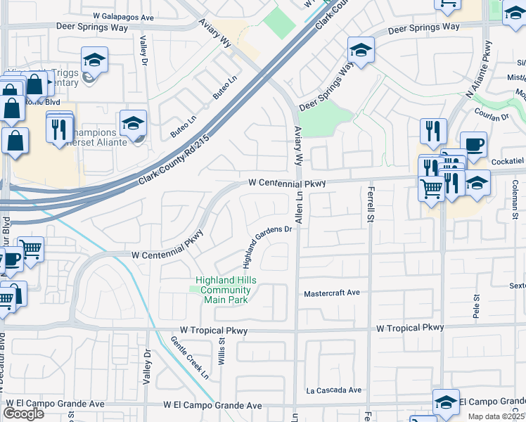 map of restaurants, bars, coffee shops, grocery stores, and more near 6314 Ruby Cedar Court in North Las Vegas