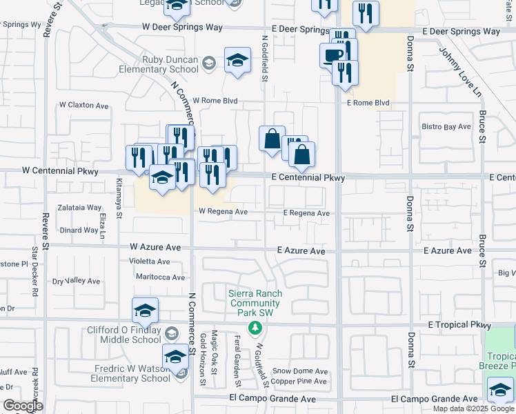 map of restaurants, bars, coffee shops, grocery stores, and more near 47 Barton Bay Avenue in North Las Vegas
