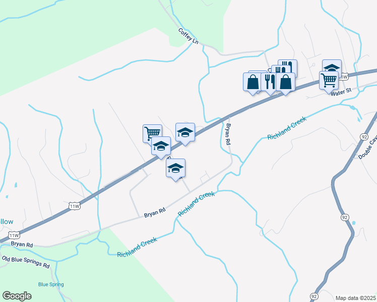 map of restaurants, bars, coffee shops, grocery stores, and more near 7480 Rutledge Pike in Rutledge