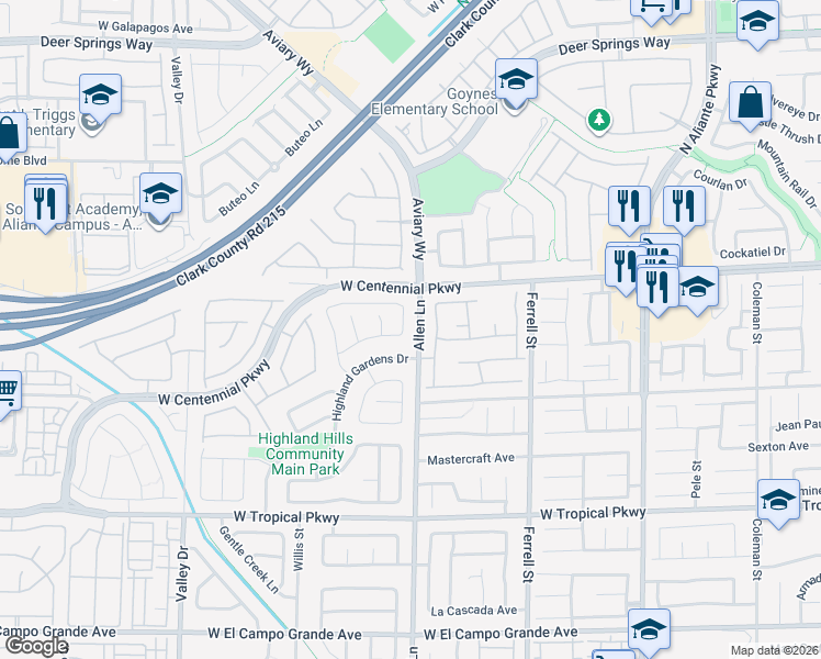map of restaurants, bars, coffee shops, grocery stores, and more near 6314 Shadow Moon Place in North Las Vegas