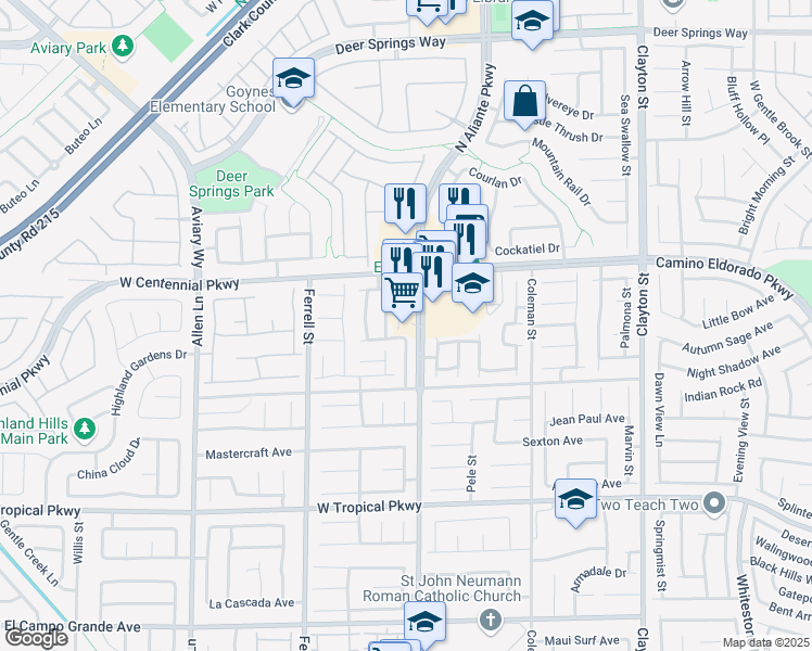 map of restaurants, bars, coffee shops, grocery stores, and more near 2937 Battle Point Avenue in North Las Vegas