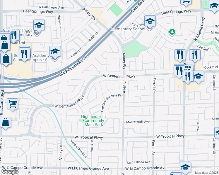 map of restaurants, bars, coffee shops, grocery stores, and more near 6310 Ruby Cedar Court in North Las Vegas