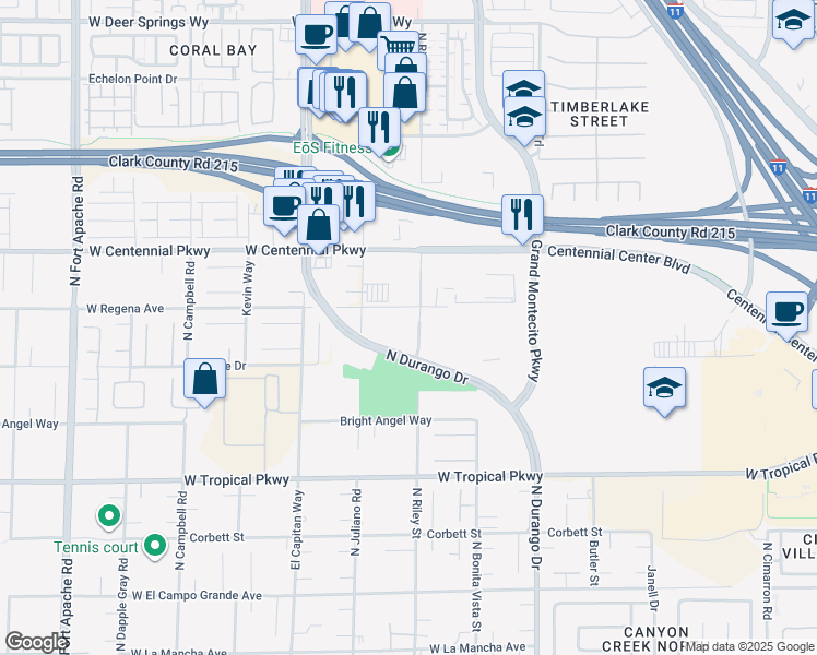 map of restaurants, bars, coffee shops, grocery stores, and more near 6310 North Durango Drive in Las Vegas