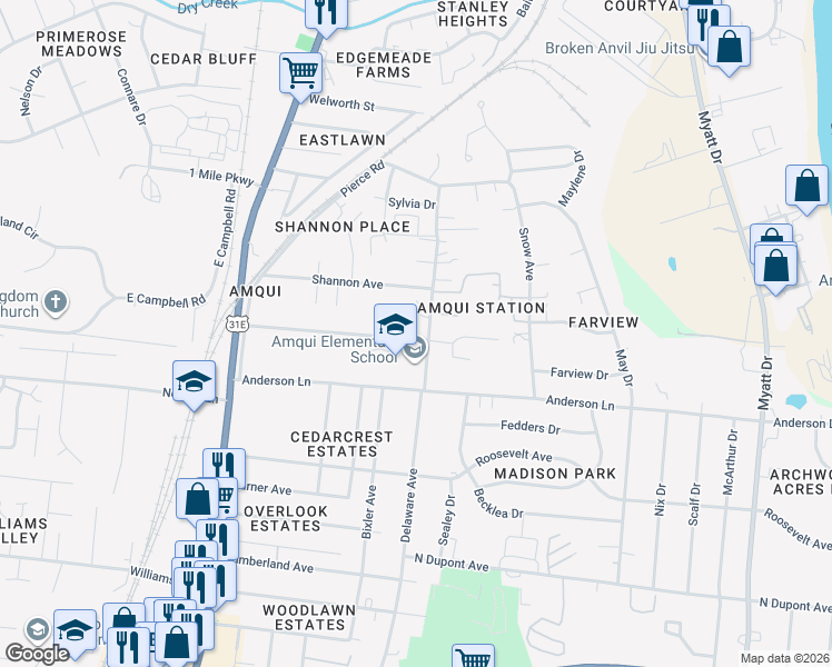 map of restaurants, bars, coffee shops, grocery stores, and more near 417 Sarver Avenue in Nashville