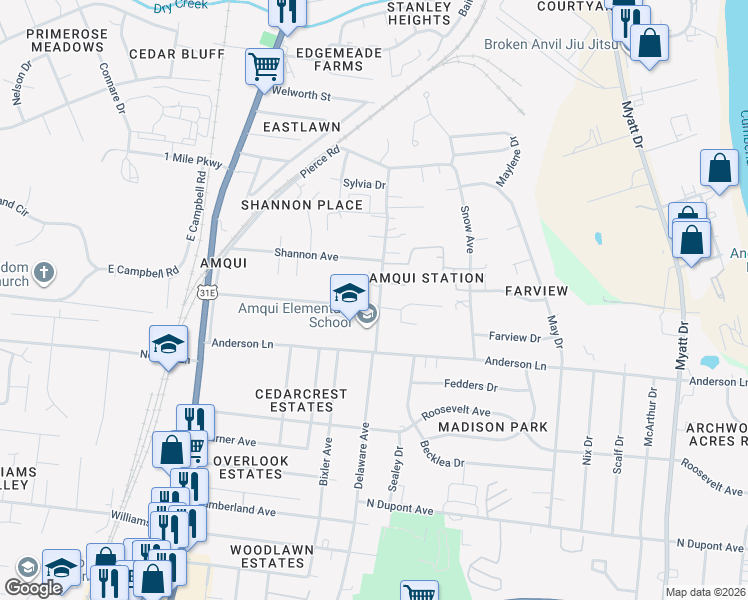 map of restaurants, bars, coffee shops, grocery stores, and more near 417 Sarver Avenue in Nashville